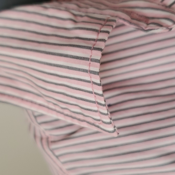 Pink/grey striped Gap maternity shirt dress with pockets in size medium, NWT - Picture 8 of 14